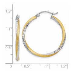 14k & Rhodium Diamond-cut 2.5mm Twisted Hoop Earrings - 6