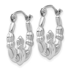 14k White Gold Claddagh Hoop Earrings - 5