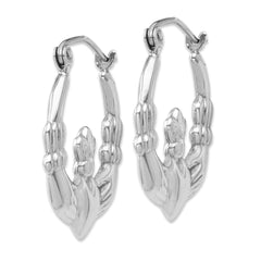 14k White Gold Claddagh Hoop Earrings - 6