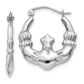 14k White Gold Claddagh Hoop Earrings - 6
