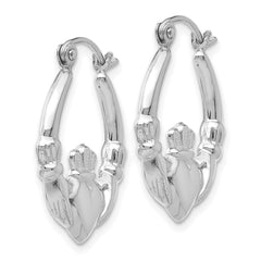 14k White Gold Claddagh Hoop Earrings - 3