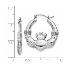 14k White Gold Claddagh Hoop Earrings - 4