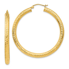 14k Diamond-cut 4mm Round Hoop Earrings - 2