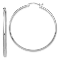 14k White Gold Polished Hoop Earring - 2