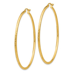 14k Diamond-cut 2mm Round Tube Hoop Earrings - 8