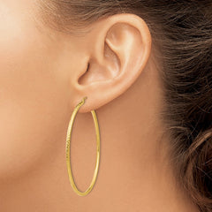 14k Diamond-cut 2mm Round Tube Hoop Earrings - 8