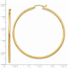 14k Diamond-cut 2mm Round Tube Hoop Earrings - 8