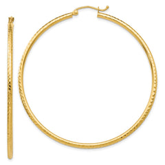 14k Diamond-cut 2mm Round Tube Hoop Earrings - 8