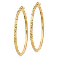 14K Knife Edge Diamond-cut Hollow Hoop Earrings - 4