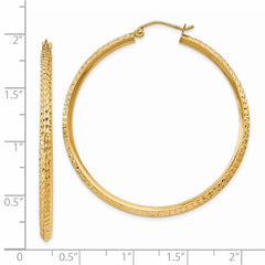 14K Knife Edge Diamond-cut Hollow Hoop Earrings - 4