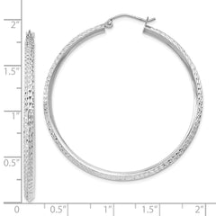 14K WG Knife Edge Diamond-cut Hollow Hoop Earrings