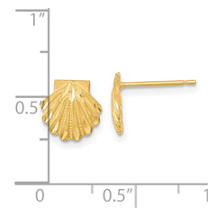 14k Satin Diamond-cut Seashell Post Earrings