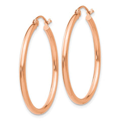 14k Rose Gold Polished 2mm Lightweight Tube Hoop Earrings - 7