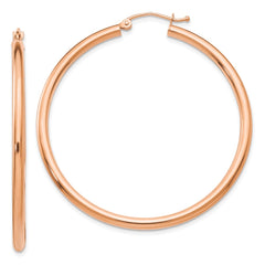 14k Rose Gold Polished 2.5mm Lightweight Tube Hoop Earrings - 7