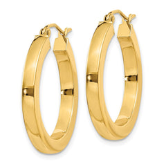 14k 3mm Polished Square Hoop Earrings - 6
