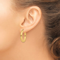 14k 3mm Polished Square Hoop Earrings - 6
