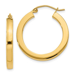 14k 3mm Polished Square Hoop Earrings - 6