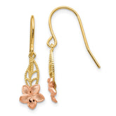 14K Two-tone Fancy Plumeria Dangle Earrings - 2
