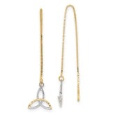 14k w/Rhodium D/C Box Chain Celtic Knot Threader Earrings