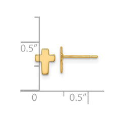 14k Gold Polished Cross Post Earrings