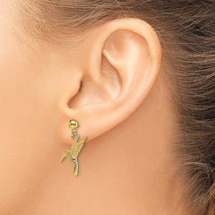 14K Hummingbird Post Dangle Earrings