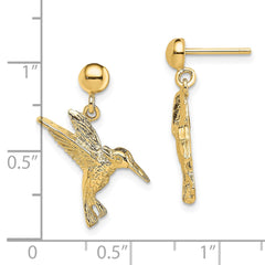 14K Hummingbird Post Dangle Earrings