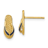 14k 3D W/ Blue Enamel Single Flip-Flop Post Earrings