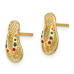14k 3D W/ Multi-Color Enamel Flip-Flop Earrings