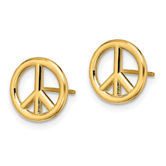 14K Polished Peace Symbol Post Earrings - 2
