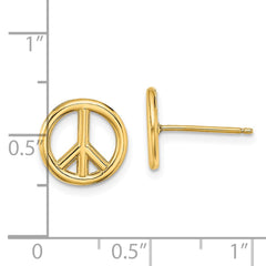 14K Polished Peace Symbol Post Earrings - 2