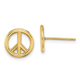 14K Polished Peace Symbol Post Earrings - 2