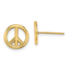14K Polished Peace Symbol Post Earrings - 2