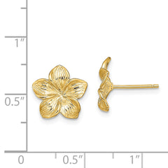 14K Plumeria Flower Post Earrings - 2