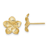14K Plumeria Flower Post Earrings - 2