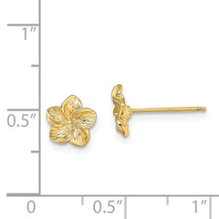 14K Plumeria Flower Post Earrings