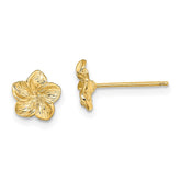 14K Plumeria Flower Post Earrings