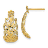 14K D/C Leaf Pattern Post Earrings