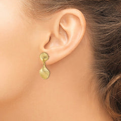 14K Polished Scallop Shell Dangle Earrings - 2