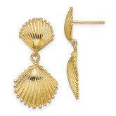 14K Polished Scallop Shell Dangle Earrings - 2