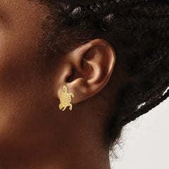 14K Land Turtle Textured Post Earrings