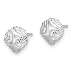 14K White Gold Scallop Shell Post Earrings - 2