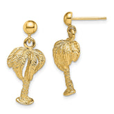 14K Palm Tree W/Full Leaves Dangle Earrings