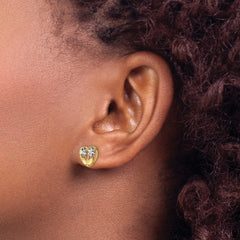 14k w/ Rhodium D/C Flower and Heart Post Earrings