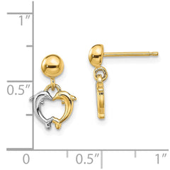 14K W/ Rhodium Dolphin Dangle Earrings