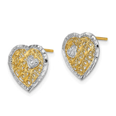 14k w/ RH Filigree Heart Post Earrings