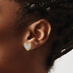 14k w/ Rhodium D/C Heart Post Earrings - 2