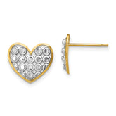 14k w/ Rhodium D/C Heart Post Earrings - 2