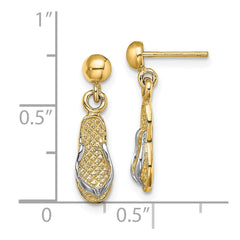14K and Rhodium Flip Flop Post Dangle Earrings
