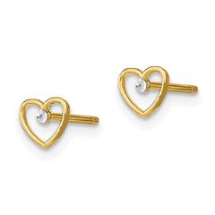 14k w/ Rhodium D/C Heart Post Earrings - 3
