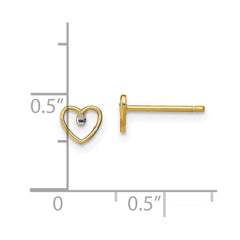 14k w/ Rhodium D/C Heart Post Earrings - 3